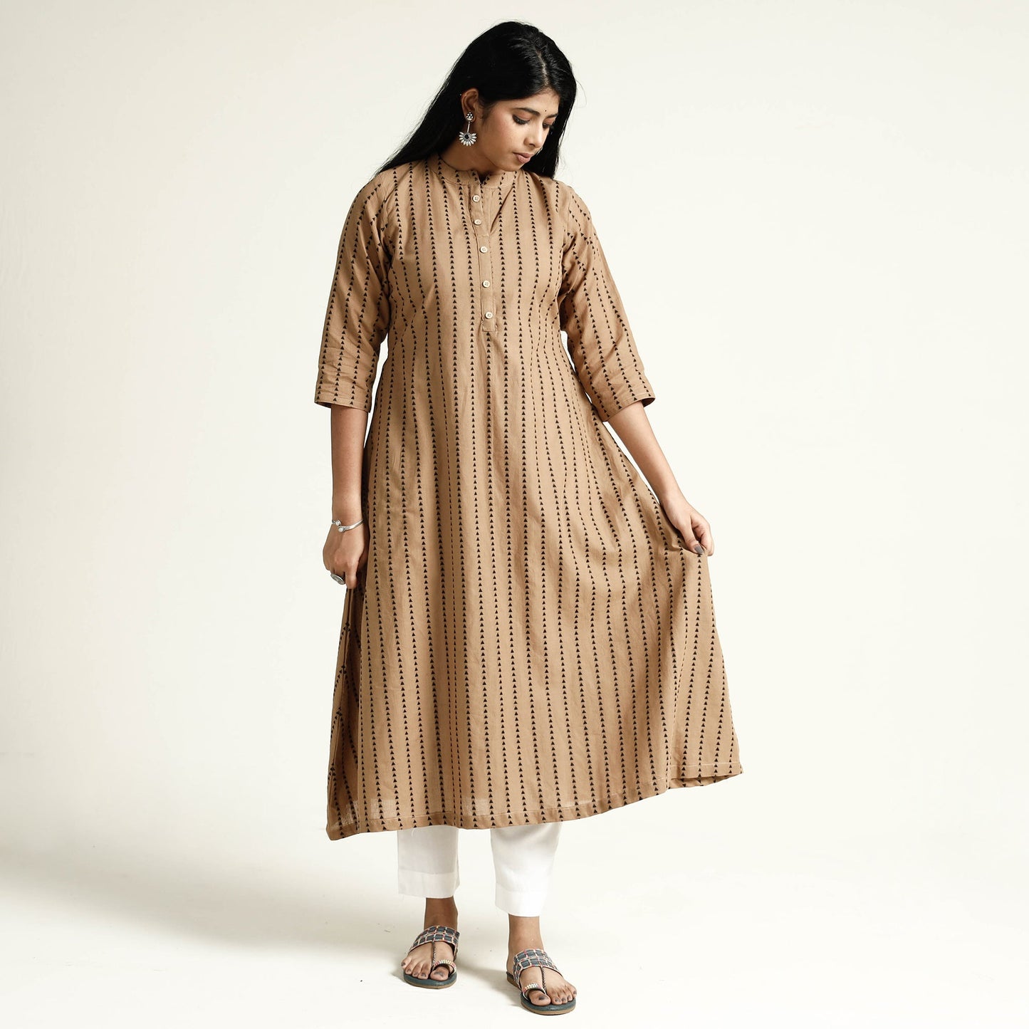 Buy Jacquard Cotton Long Kurta for Women