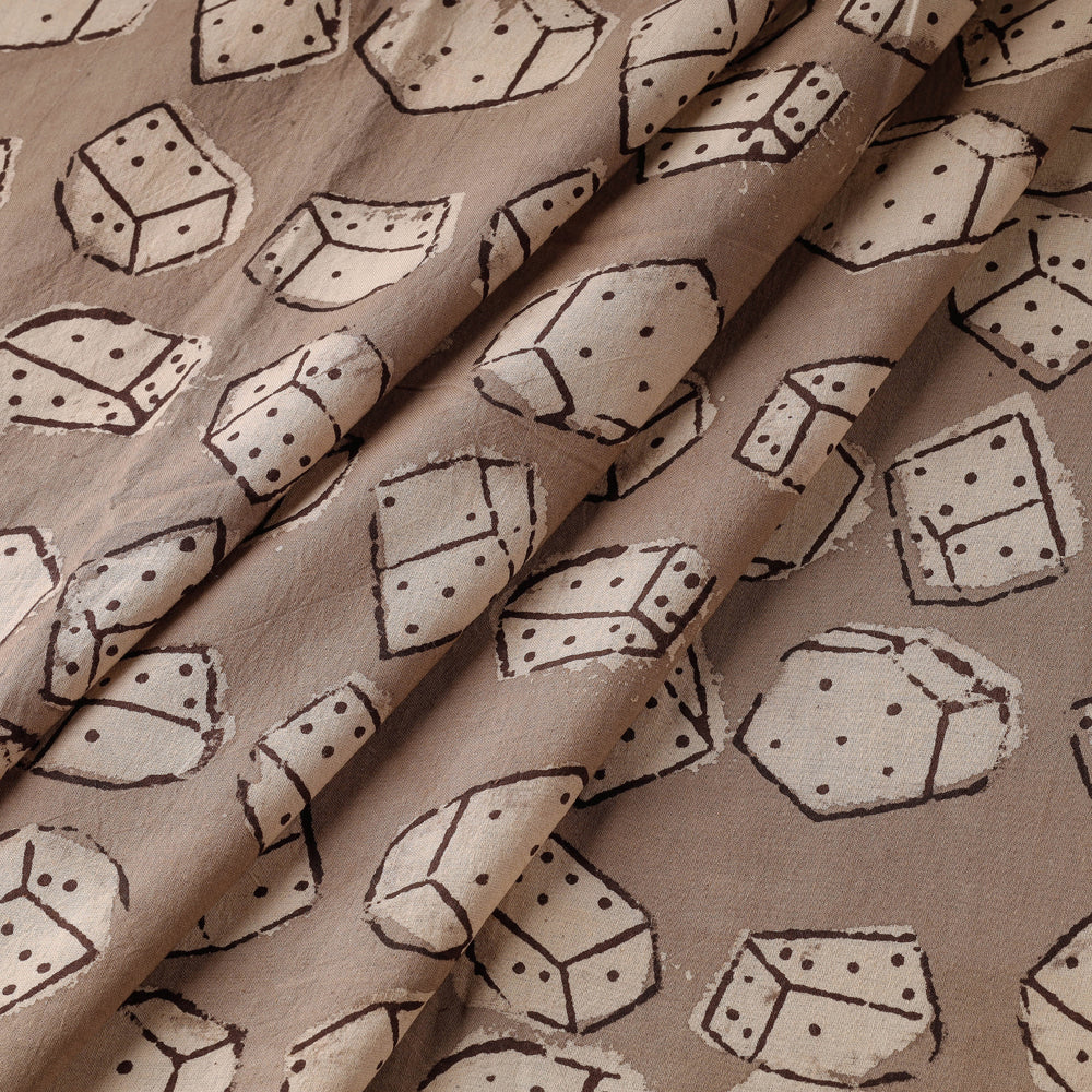Light Brown Natural Dyed Cotton Bindaas Block Print Fabric