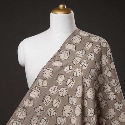 Light Brown Natural Dyed Cotton Bindaas Block Print Fabric