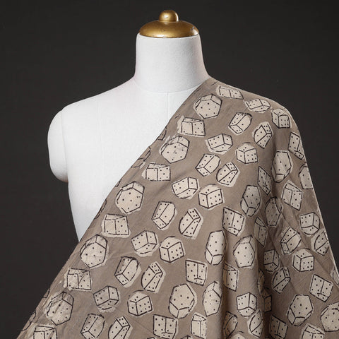 Light Brown Natural Dyed Cotton Bindaas Block Print Fabric
