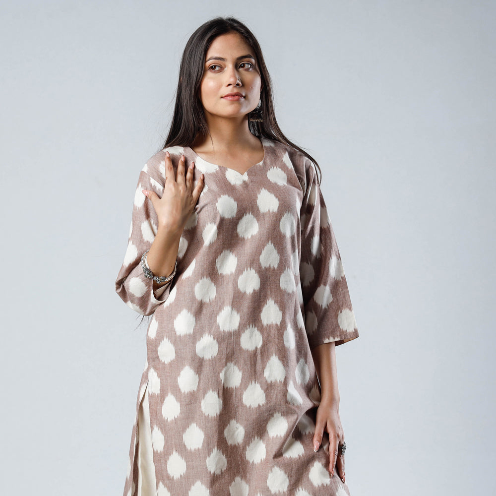 Buy iTokri Casuals - Ikat Weave Cotton Long Kurta Online at iTokri.com