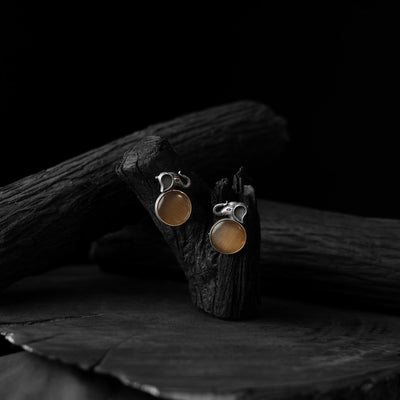 Light brown - saanjh bela elephant motif oxidised earrings