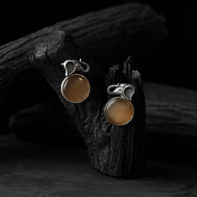 Light brown - saanjh bela elephant motif oxidised earrings