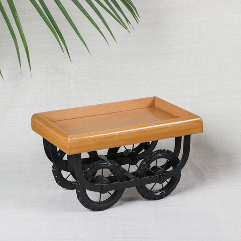 Light Brown Serving Cart - Handcrafted with MDF Wood 