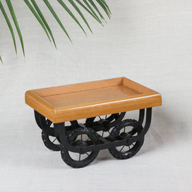 Light Brown Serving Cart - Handcrafted with MDF Wood 