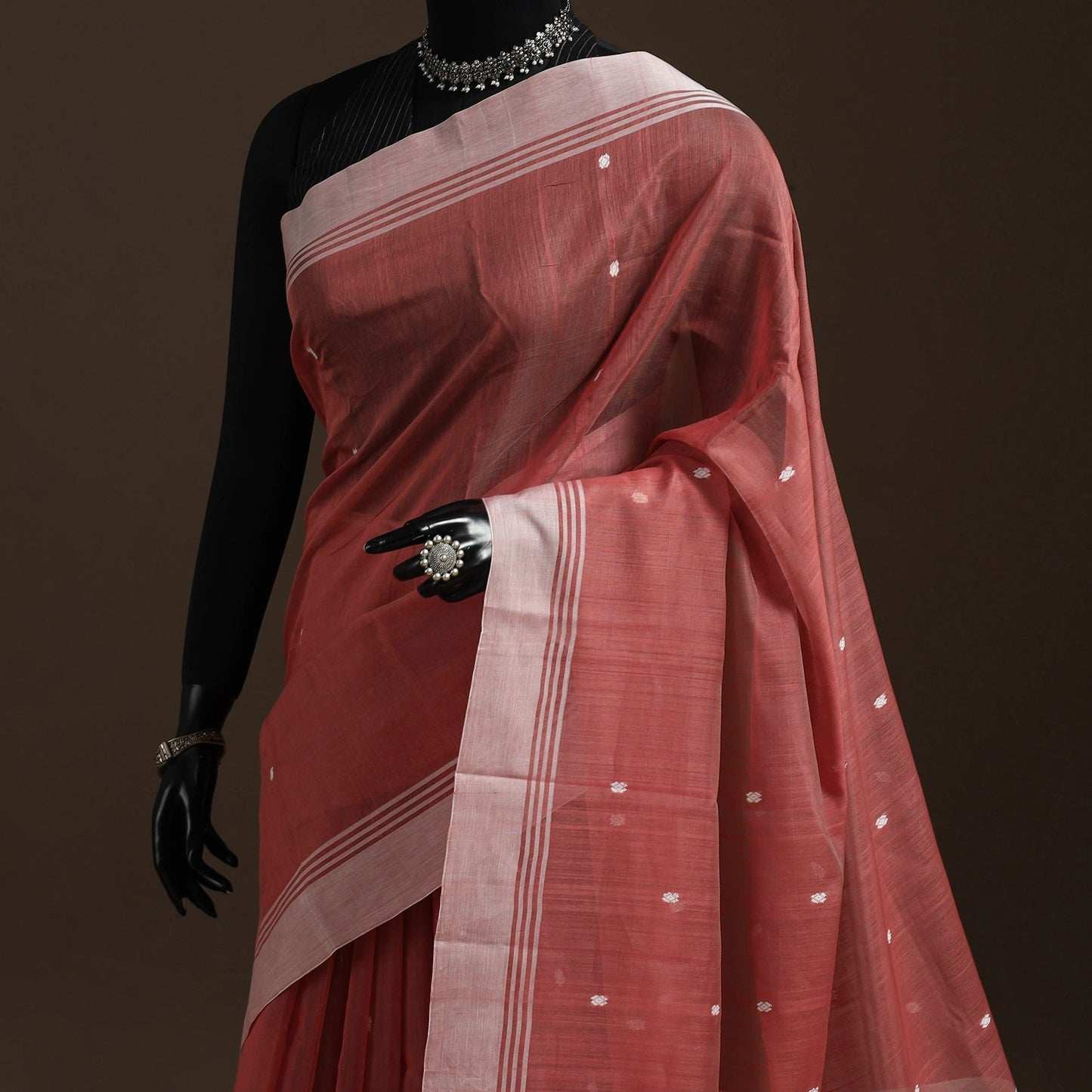 Light brown - traditional handloom chanderi silk saree 13