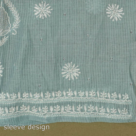 2pc Light Green Mul Chanderi Semi Stitched Heavy Chikankari Kurta Set