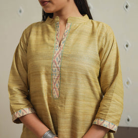  Light Green Bhagalpuri Handwoven Desi Tussar Silk Plain Kurta