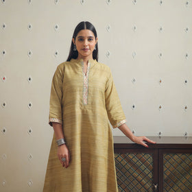  Light Green Bhagalpuri Handwoven Desi Tussar Silk Plain Kurta