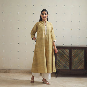  Light Green Bhagalpuri Handwoven Desi Tussar Silk Plain Kurta