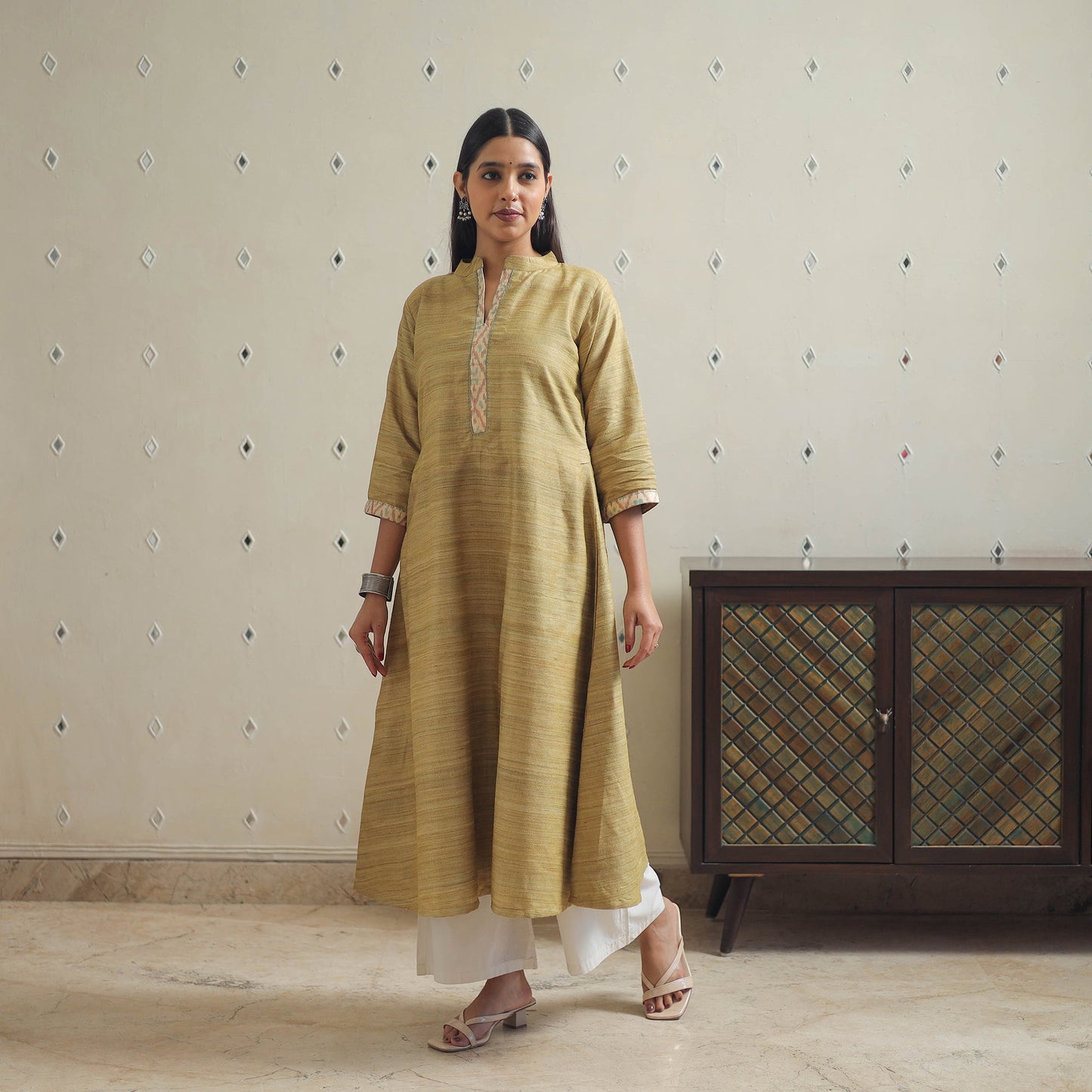  Light Green Bhagalpuri Handwoven Desi Tussar Silk Plain Kurta