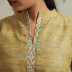  Light Green Bhagalpuri Handwoven Desi Tussar Silk Plain Kurta