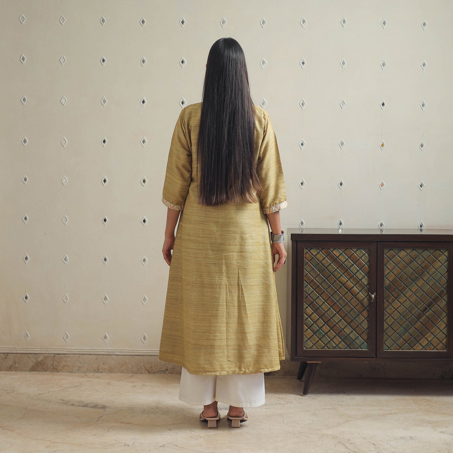  Light Green Bhagalpuri Handwoven Desi Tussar Silk Plain Kurta