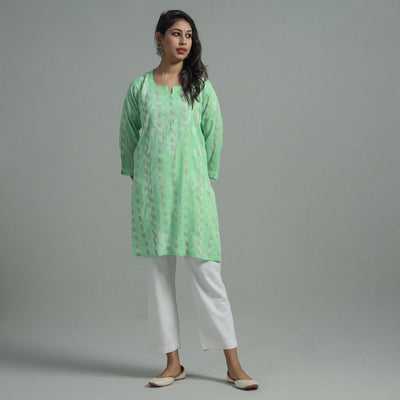  Chikankari Hand Embroidered Silk Cotton Kurta with Zari Work Online at iTokri.com