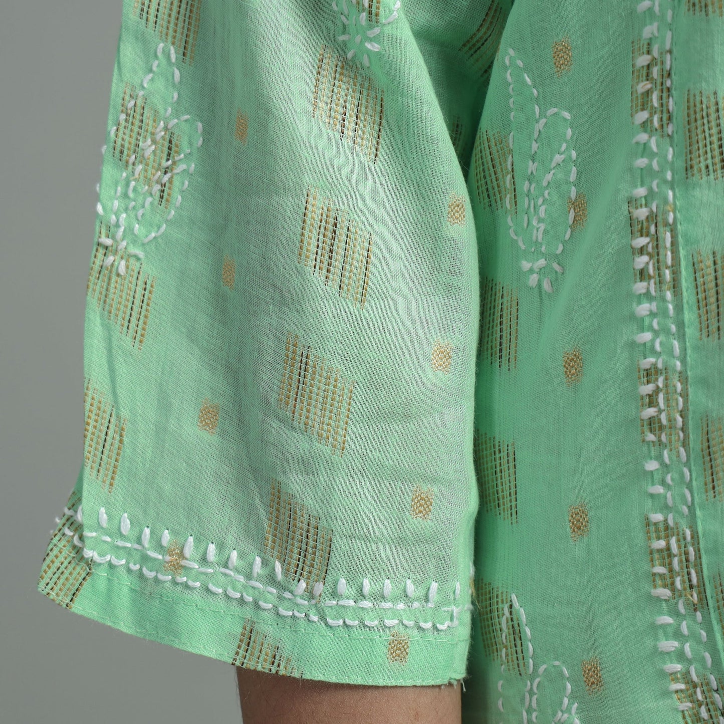  Chikankari Hand Embroidered Silk Cotton Kurta with Zari Work Online at iTokri.com