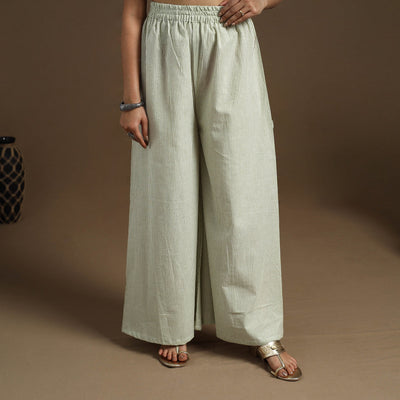 Buy Cotton Light Green Flared Plain Palazzo