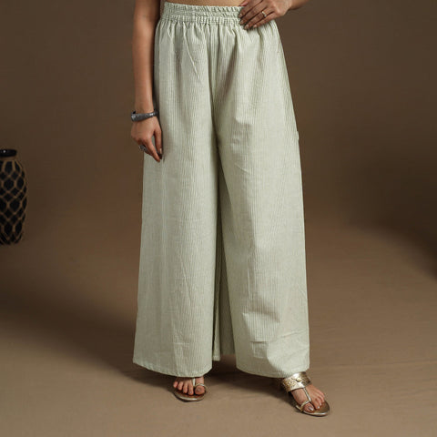 Buy Cotton Light Green Flared Plain Palazzo