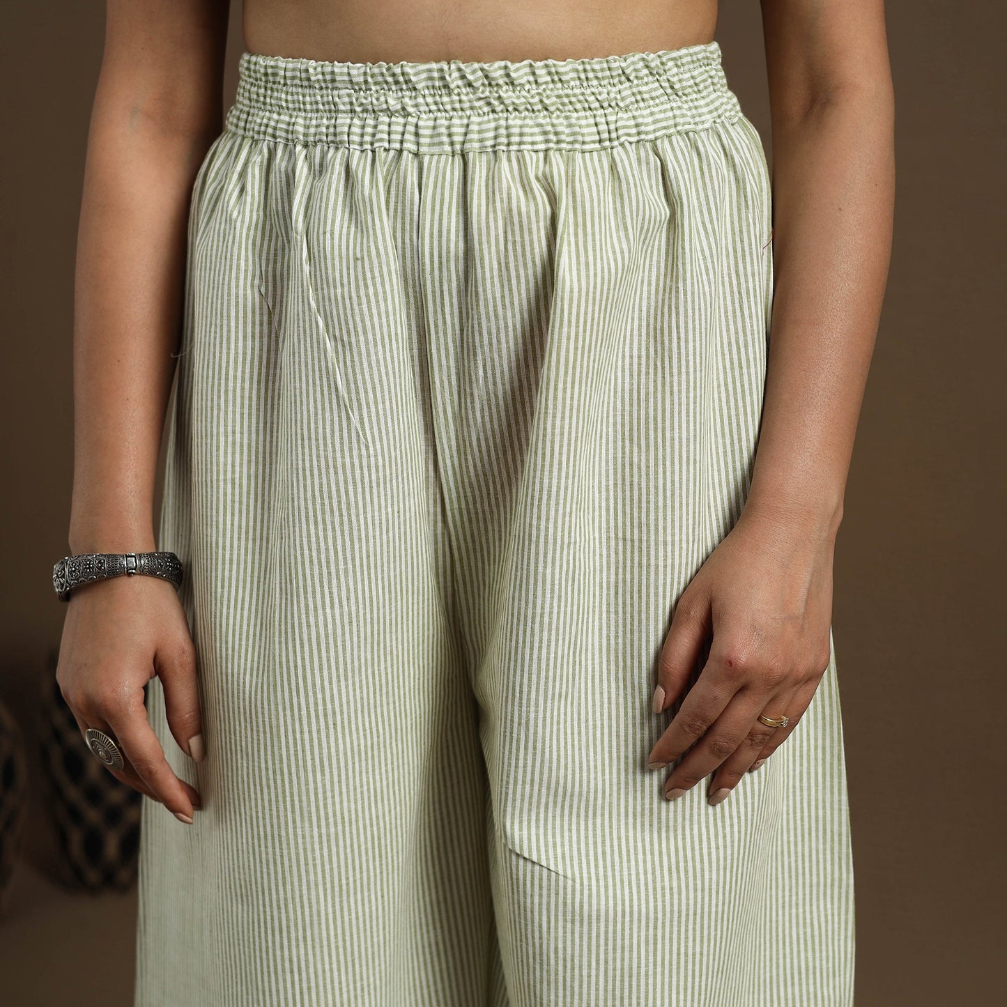 Buy Cotton Light Green Flared Plain Palazzo