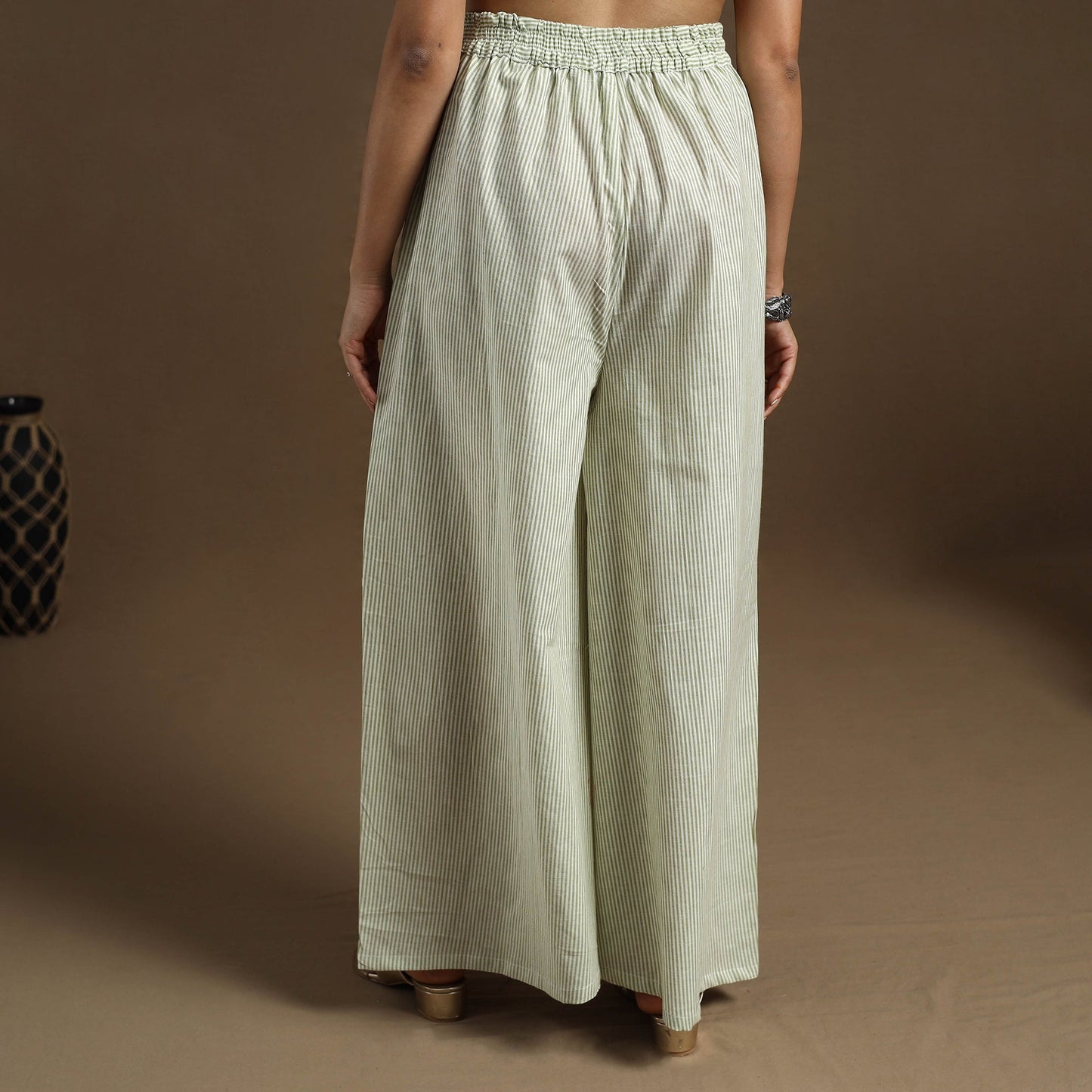 Buy Cotton Light Green Flared Plain Palazzo