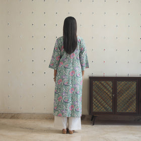 Light green - cotton straight sanganeri kurta 05