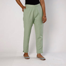 Buy Light Green Flex Cotton Tapered Casual Pant for Women Online l iTokri.com