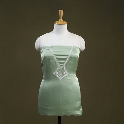 Buy Light Green Hand Embroidery Modal Silk Kurta Material