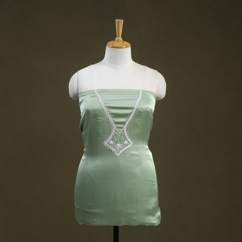 Buy Light Green Hand Embroidery Modal Silk Kurta Material