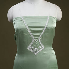 Buy Light Green Hand Embroidery Modal Silk Kurta Material