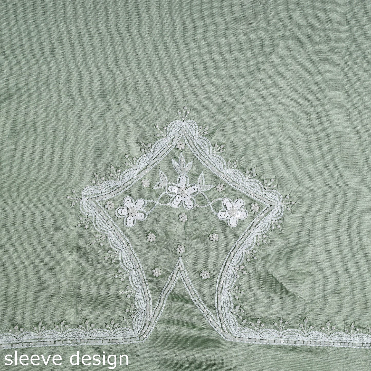 Buy Light Green Hand Embroidery Modal Silk Kurta Material