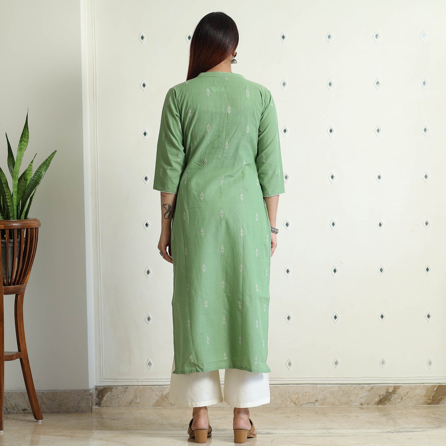 Buy Jacquard Cotton Straight Kurta for Women