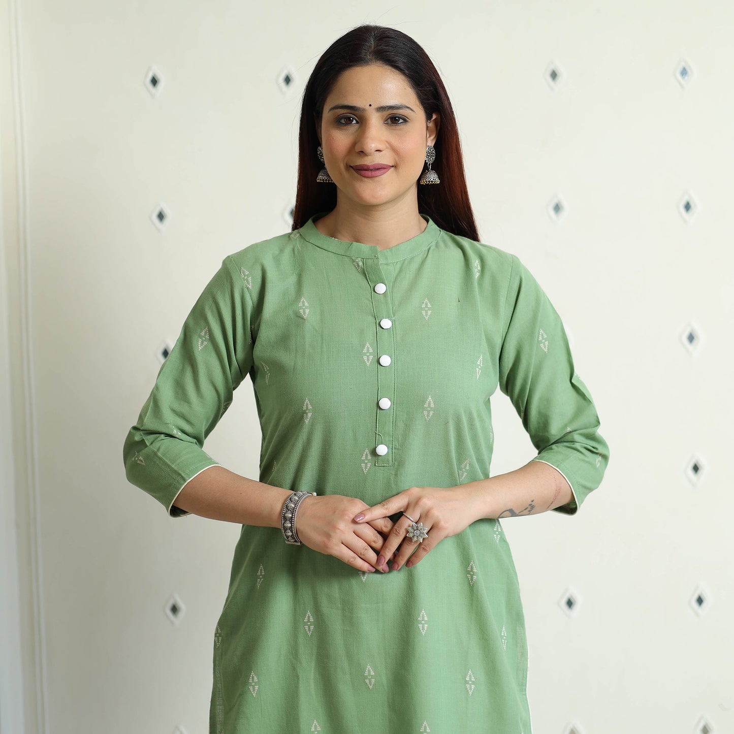 Buy Jacquard Cotton Straight Kurta for Women