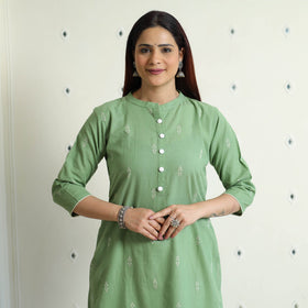Buy Jacquard Cotton Straight Kurta for Women