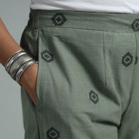 Light green - jacquard weave cotton elasticated pant