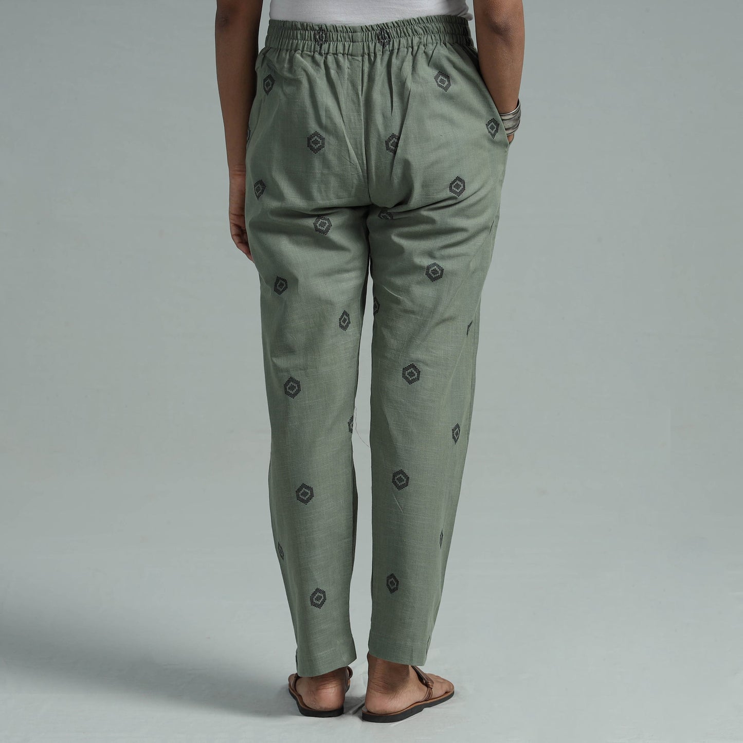 Light green - jacquard weave cotton elasticated pant