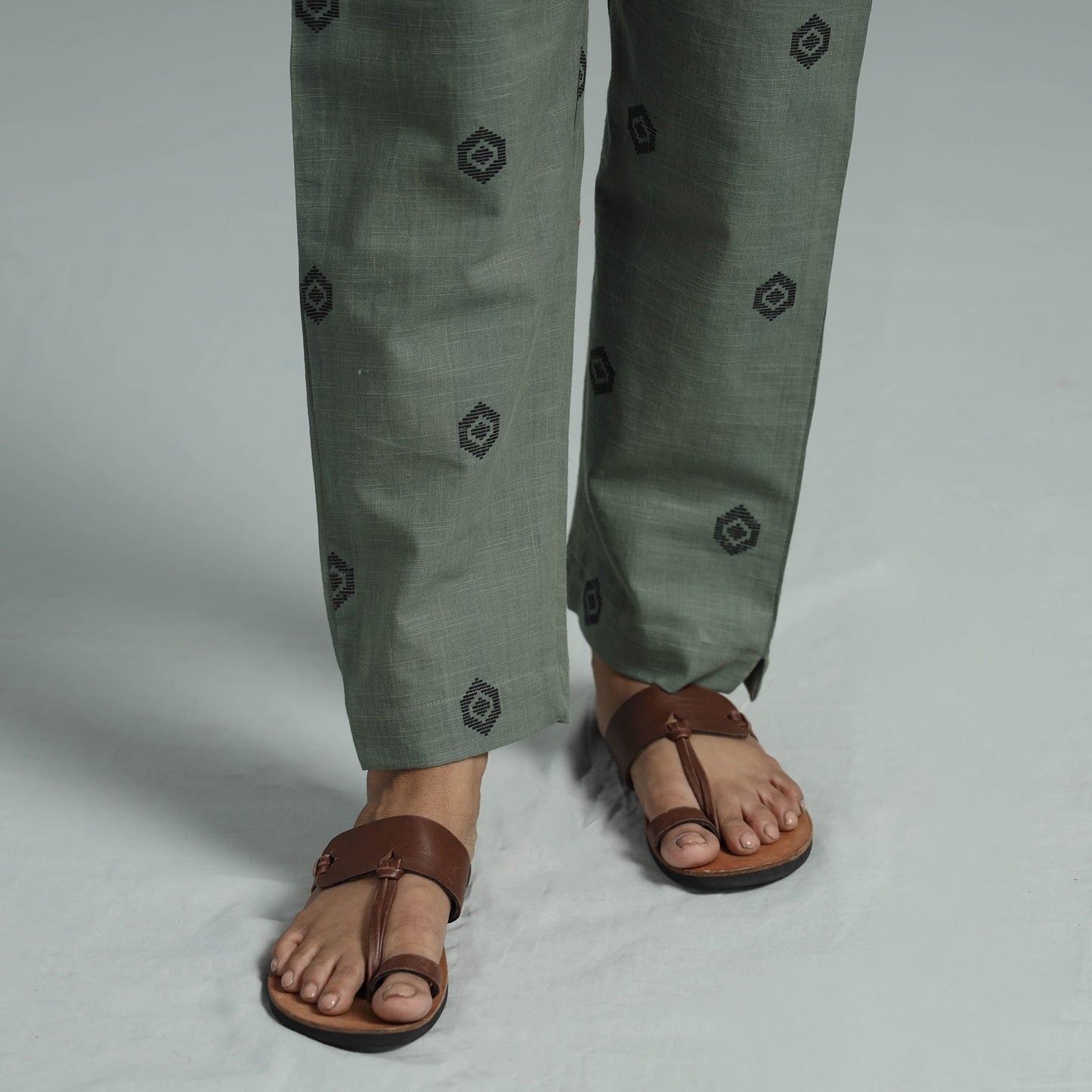 Light green - jacquard weave cotton elasticated pant