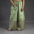 Light green - kantha hand embroidery palazzo in cotton 91