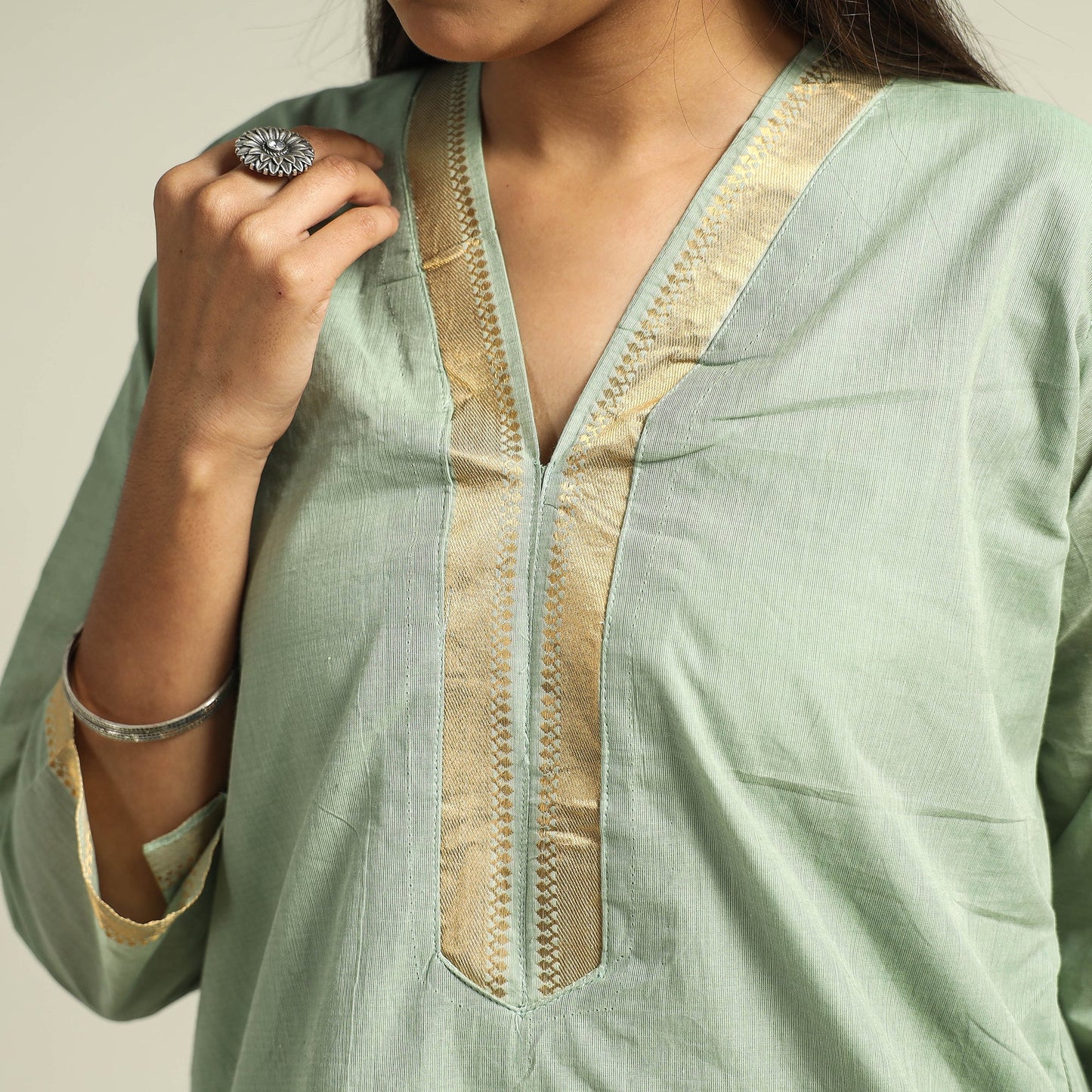  Mangalagiri Kurta with Palazzo & Dupatta Set