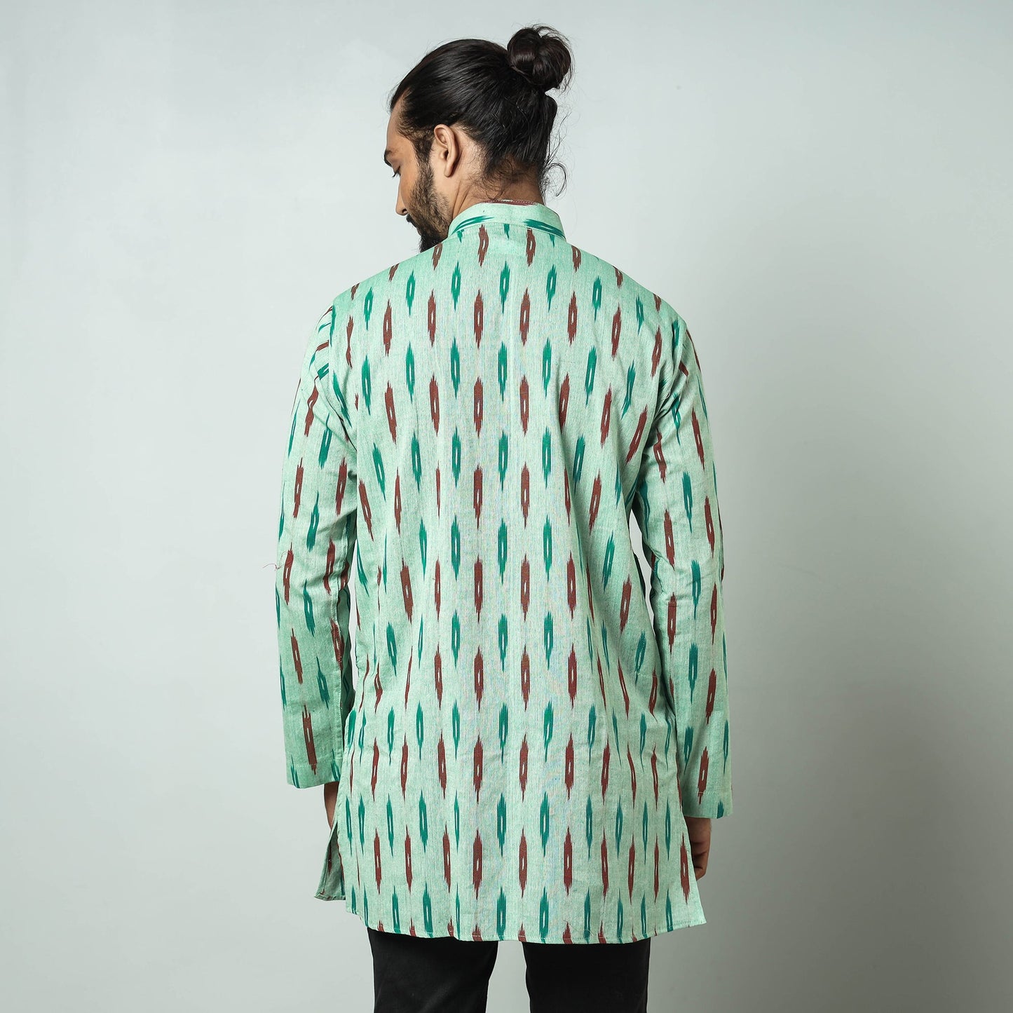 Buy Pochampally Ikat weave Cotton Men's Short Kurta Online at iTokri.com