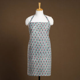 Light Green - Sanganeri Block Print Cotton Apron with Pocket 26