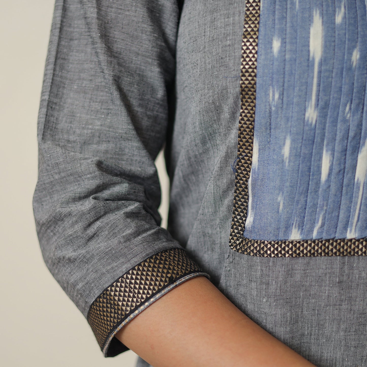 Light grey - dharwad cotton straight kurta 21 - handcrafted