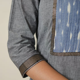 Light grey - dharwad cotton straight kurta 21 - handcrafted