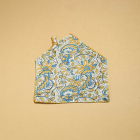 Light Grey Hand Embroidered Floral Pot Holder with Pocket 