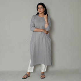  Plain Cotton Pintuck Long Kurta 