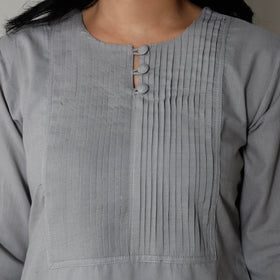  Plain Cotton Pintuck Long Kurta 