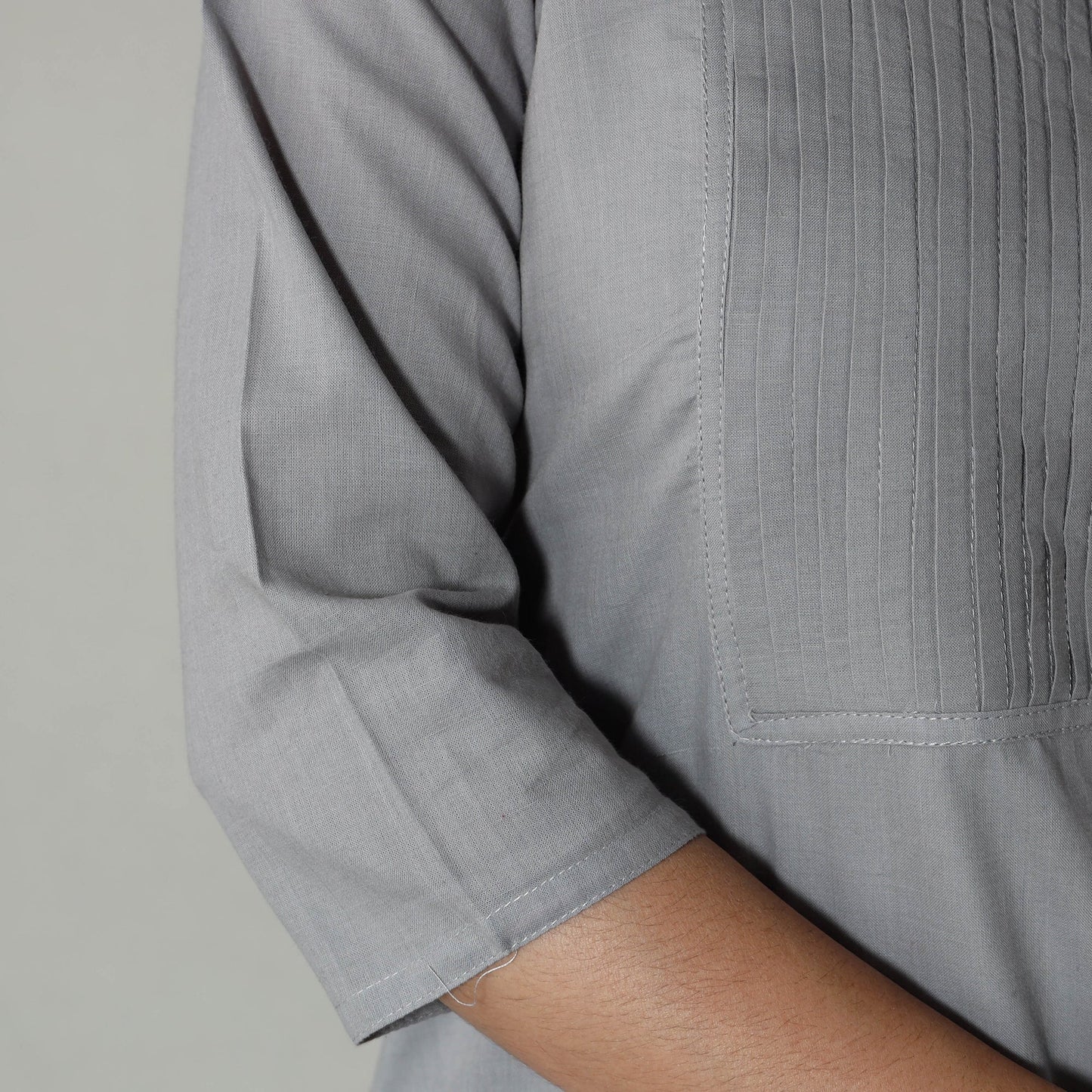  Plain Cotton Pintuck Long Kurta 