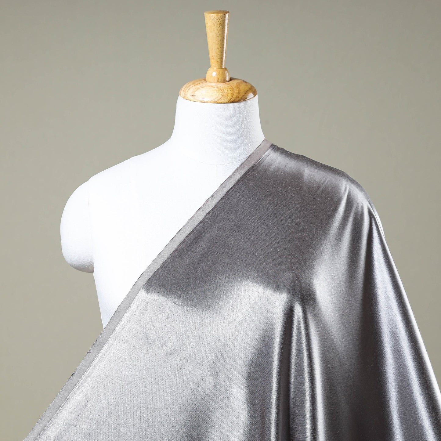 Light Grey - Mashru Silk Plain Dyed Fabric (Width - 46 in)