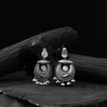 Light grey - saanjh bela chand-matsya oxidised earrings