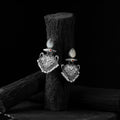 Light grey - saanjh bela heart chandbali oxidised earrings