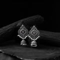 Light grey - saanjh bela mayur oxidised jhumka earrings