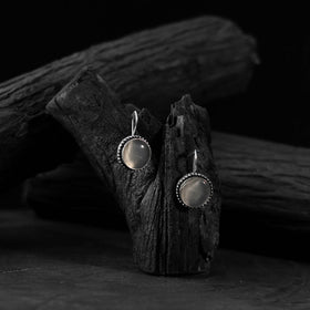 Light grey - saanjh bela stone oxidised drop earrings